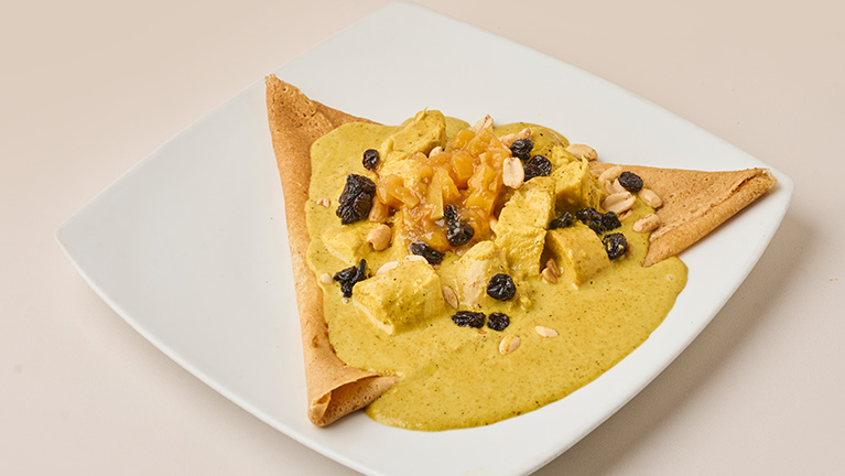 Crepe de Pollo al Curry al estilo Hindú