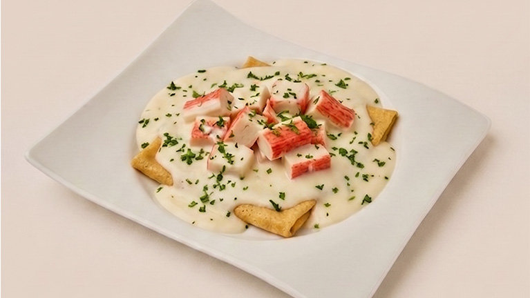 Crepe de Palmitos de cangrejo al Ajillo