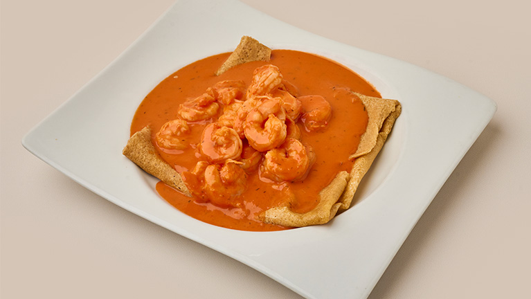 Crepe de Camarones en Salsa de la Casa (Marco Polo)