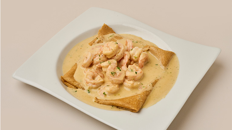 Crepe de Camarones al Ajillo