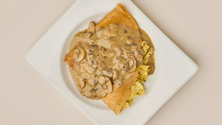 Crepe de Champiñones, Alcachofa y Queso